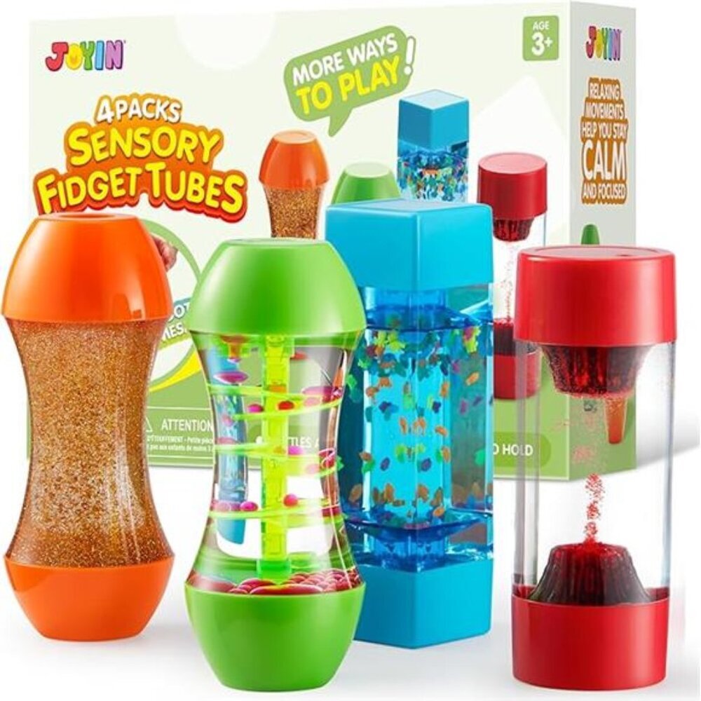 4-Pack Fidget Tubes for Kids, Sensory Tubes, Stress Relief Toy, Speech - Picture 7 of 7